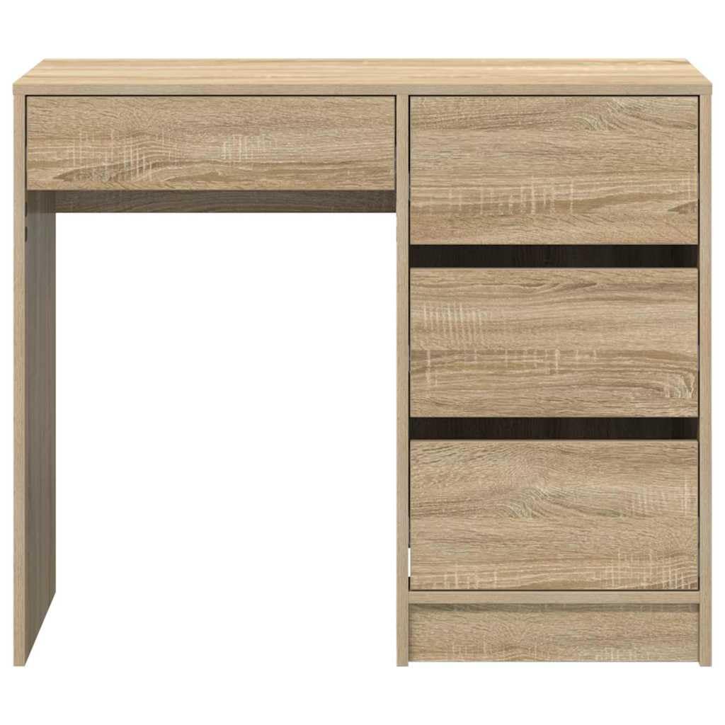 Scrivania per computer in rovere Sonoma, 90 x 37,5 x 75 cm, in legno con cassetto, spazio di archiviazione, postazione di lavoro ergonomica, salvaspazio, per ufficio, gaming, studio