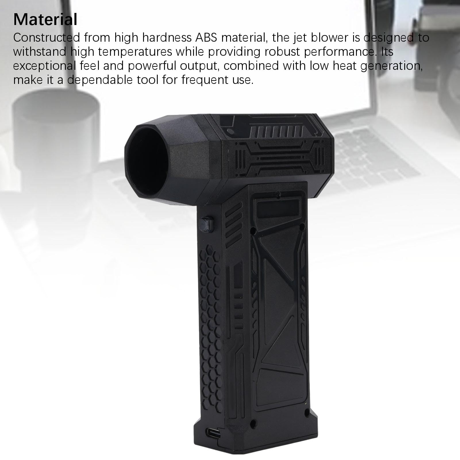 Wakects Jet-Gebläse, ABS, Wiederaufladbar, Jet-Trockenventilator, 130.000 U/min, mit Digitalanzeige und Licht, 5-Gang-Typ-C-Aufladung, für die Reinigung von Auto-Computer-Tastaturen, Kameras