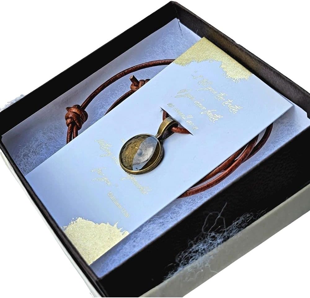 Mustard Seed Necklace for Men, Hand Made Rustic Adjustable Leather Necklace, Bronze and Resin, Faith and Inspiration