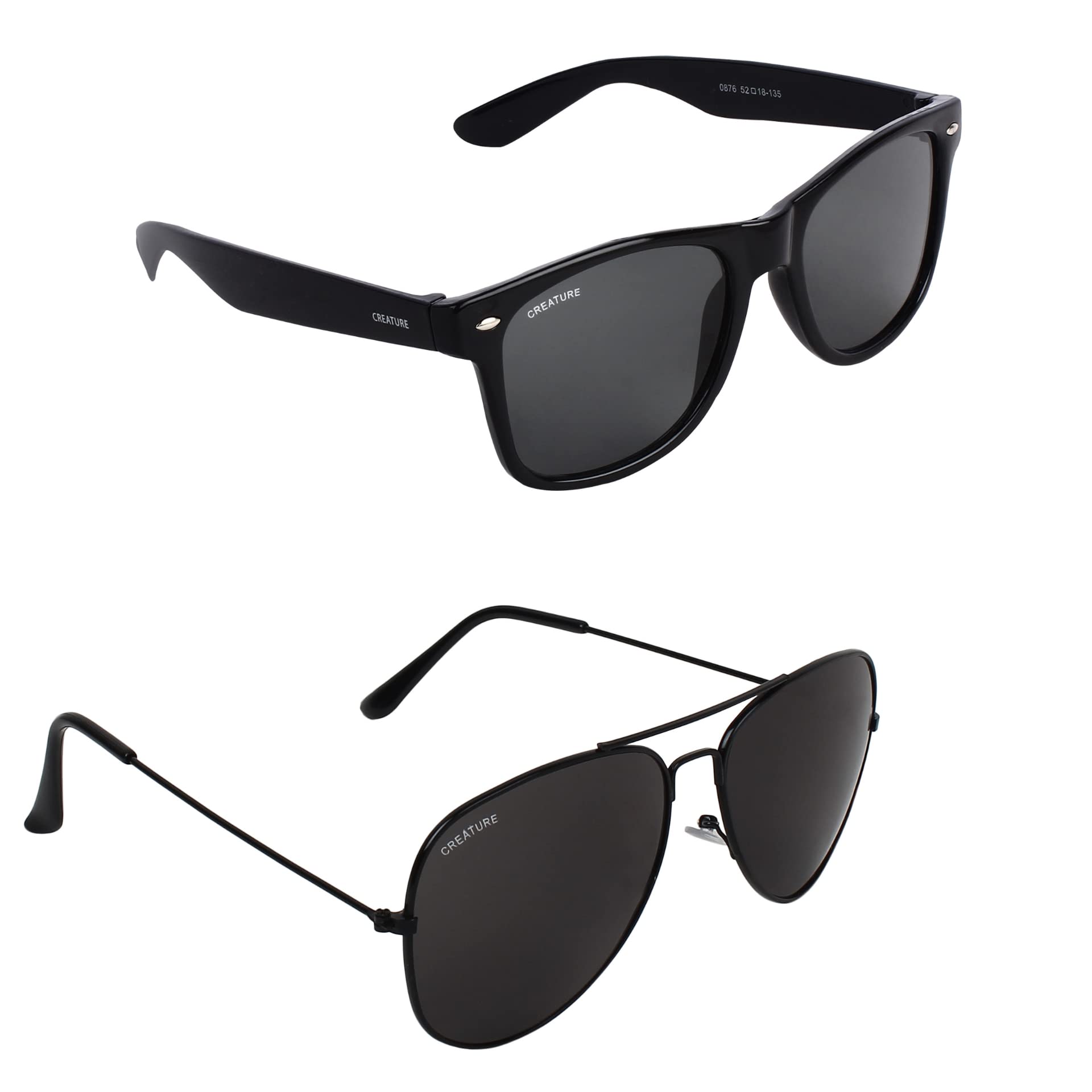 Black Matt Finish Unisex Sunglasses Combo with UV Protection-image-18