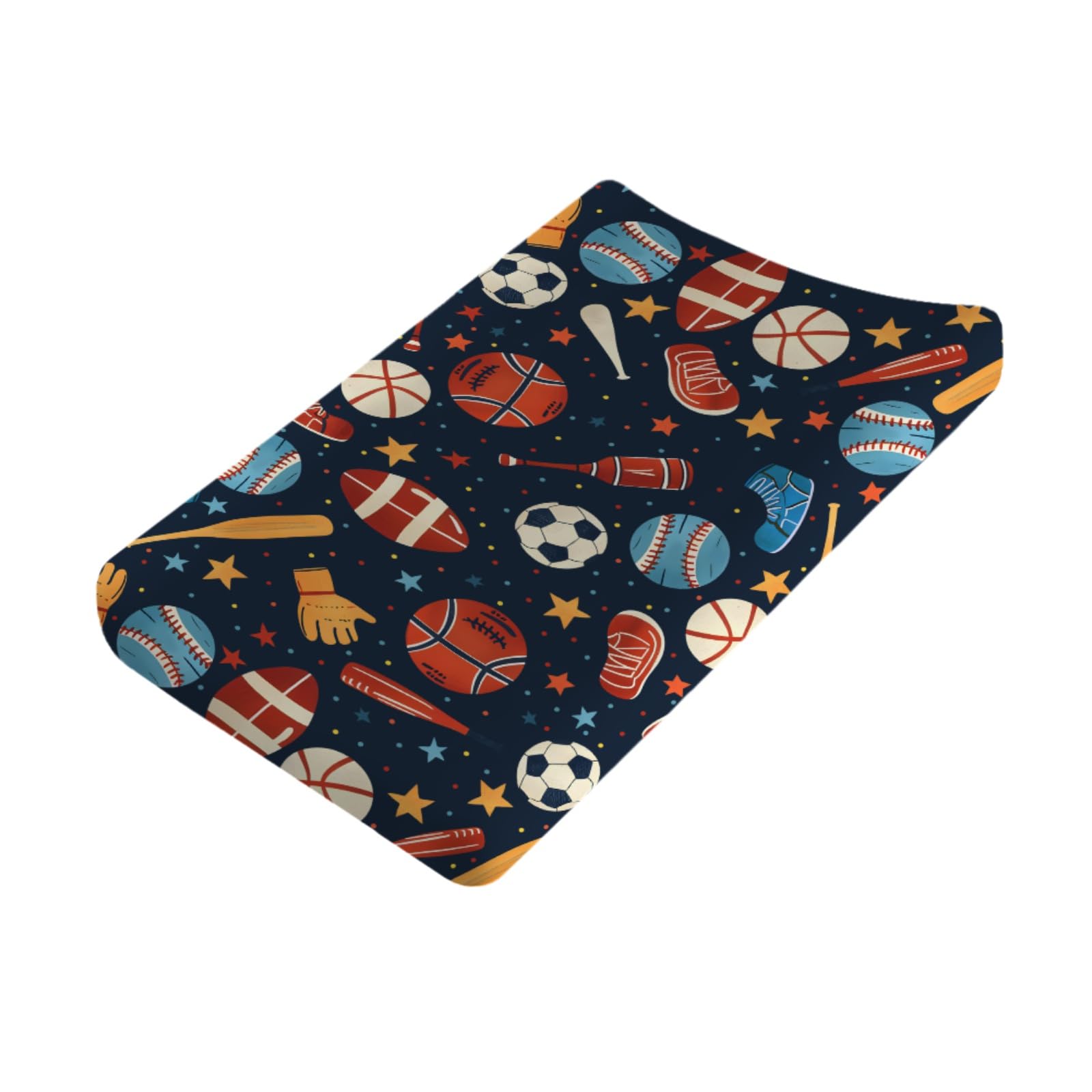 Sports Rugby Baby Changing Pad Covers,Unisex Fitted Football Changing Pad Cover for Boys Girls,Comfortable Basketball Changing Table Cover,Polyester Easy Care Baby Diaper Changing Pad Cover Sheets