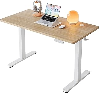 HUANUO Höhenverstellbarer Schreibtisch mit USB-Ladeanschluss 120 x 60 cm, 4 Speicherhöheneinstellungen, Elektrischer Schreibtisch für Home Office & Computer-Arbeitsplatz