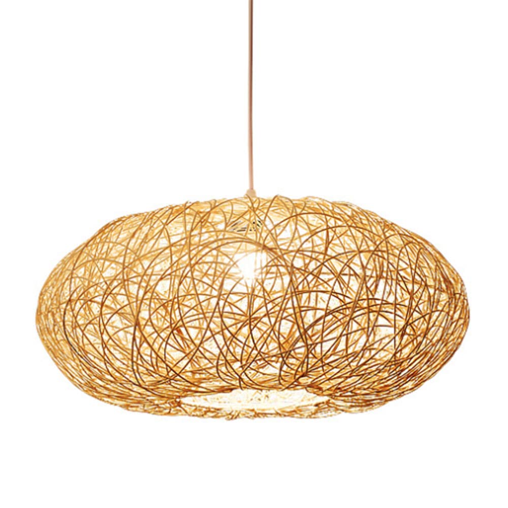 LYMSXAZOU Creative Rattan Chandelier Natural Industrial Hanging Lamps Simple Vintage Pendant Lights Modern Restaurant Chandeliers Chinese Style LampShade Bar Cafe Bamboo Weaving