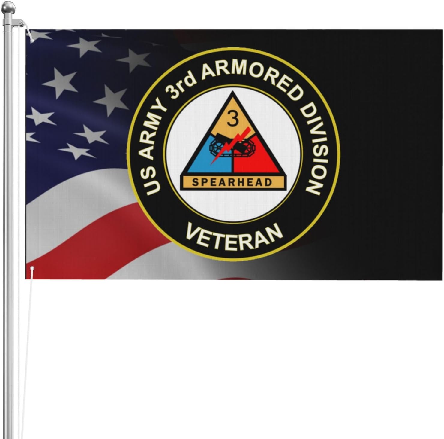 US Army 3rd Armored Division Veteran Double-Sided 3ply 3x5ft Polyester Flags: Durable, Reusable, And Vibrantly Decorative – Perfect for Indoor and Outdoor Use