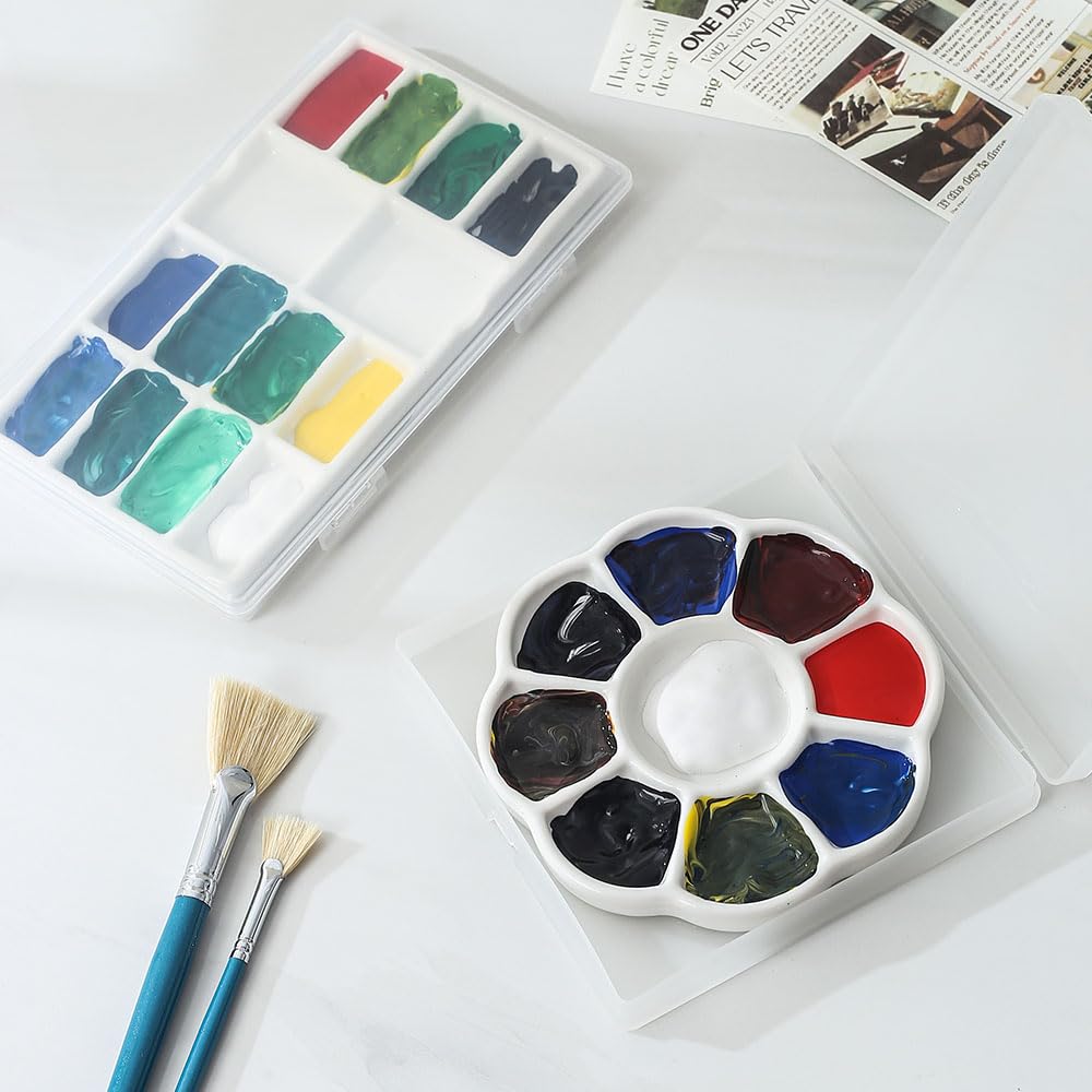 Porzellan-Aquarellpalette – 5-stufige, Runde Mischschalen, Stapelbar – Für Chinesische Malerei, Maniküre & Kunst