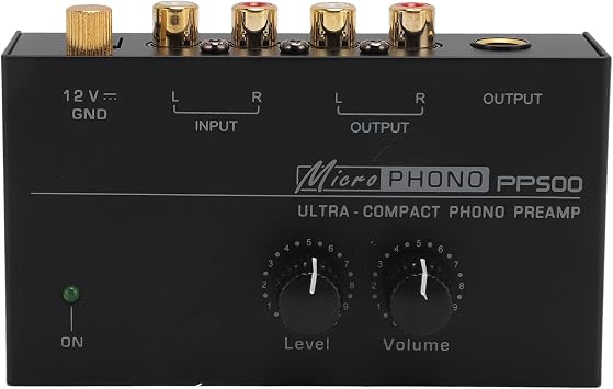 Phono Turntable Preamp, Ultra Low Noise Phonograph Preamp Supports Independent Volume Control for Record Player, Mini Stereo Phono Preamp for Turntable US Plug