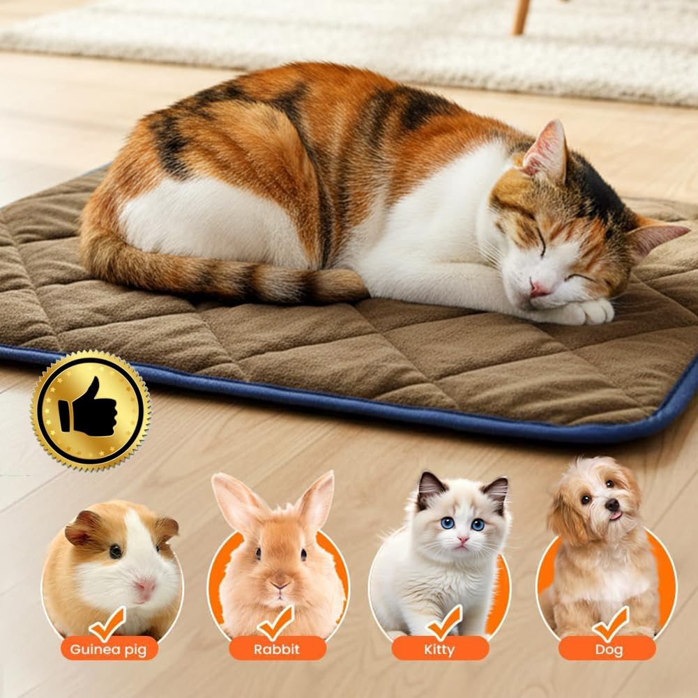 Manta térmica para perros, tapete reflectante térmico autocalentable para perros y gatos, almohadilla reflectante de calor de 5 capas para mascotas, tapete no eléctrico, 22.8 x 34.6 pulgadas, marrón