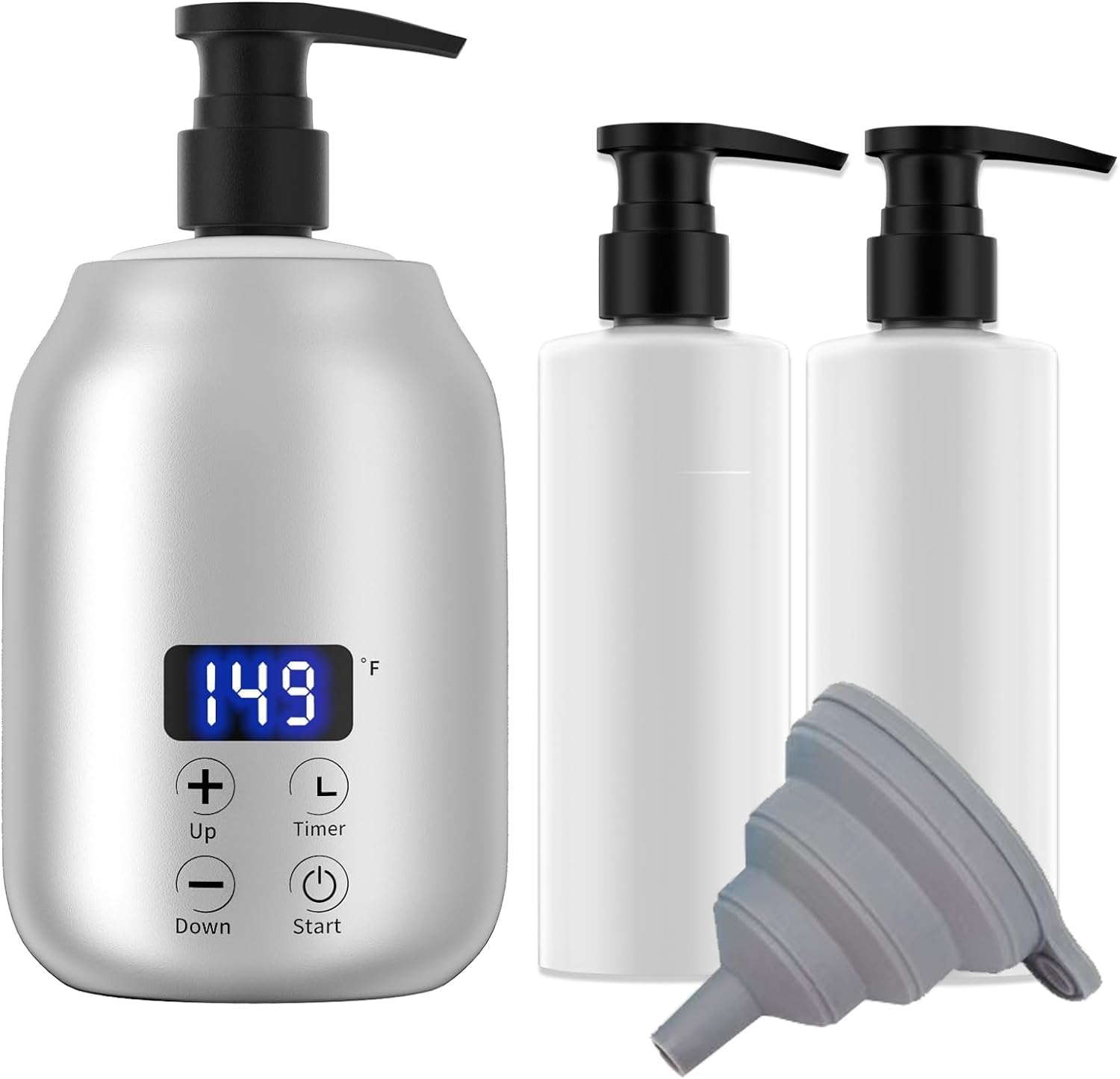 Scaldaolio per Massaggio per Olio da Massaggio Spa Dispenser da 2 Bottiglie e Scaldalozione Scaldabiberon per gel Scaldabiberon per Salone Scaldabiberon per olio da massaggio (Silver)