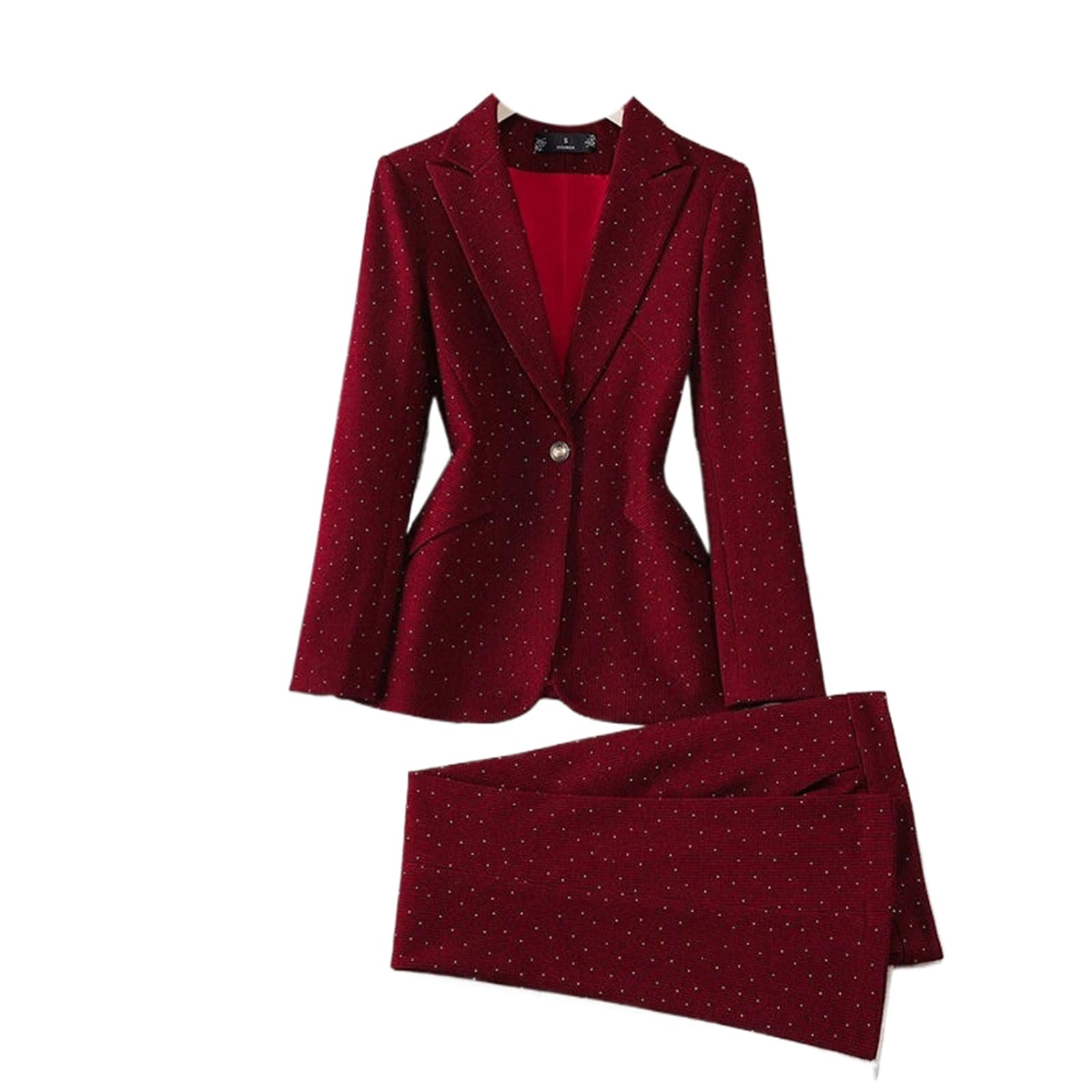 Women Suits Office Sets Professional Formal Slim Single Button Blazer Chic High Waist Pants Suits
