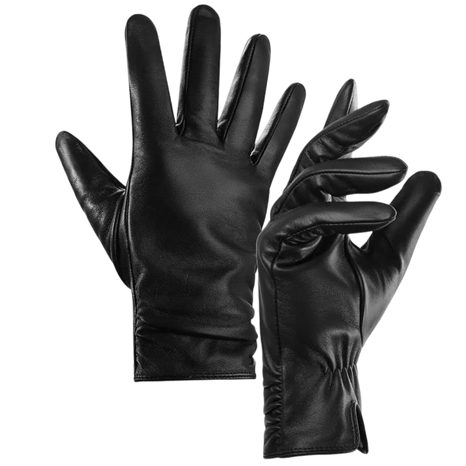 Guantes de piel de oveja auténtica para mujer, para pantalla táctil, cálidos, con forro térmico, para conducir