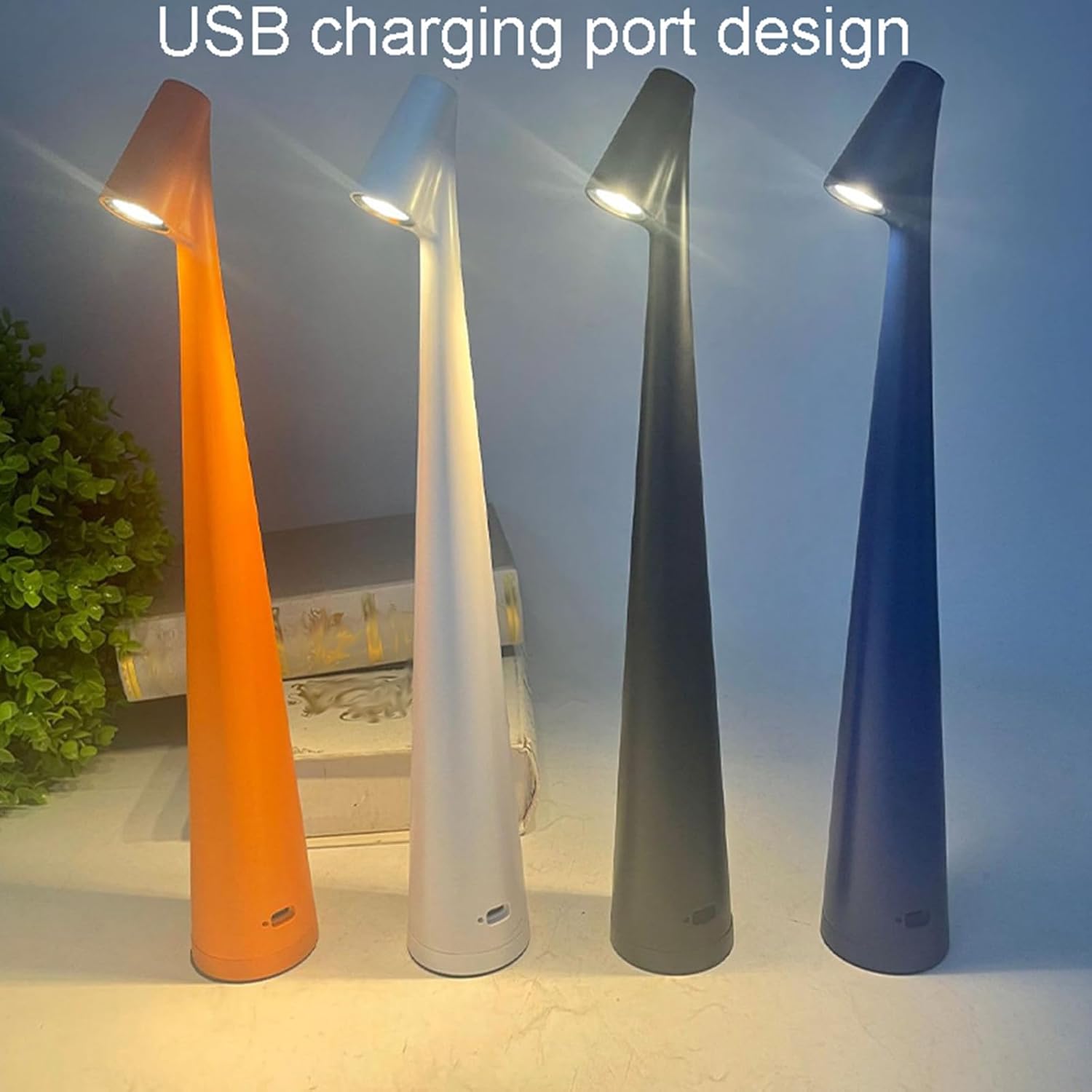 Desk Lamps LED Night Light Rechargeable Tri-Color Variable Light Bedside Lamp Decorative Lamp Reading Light(Color:Orange)