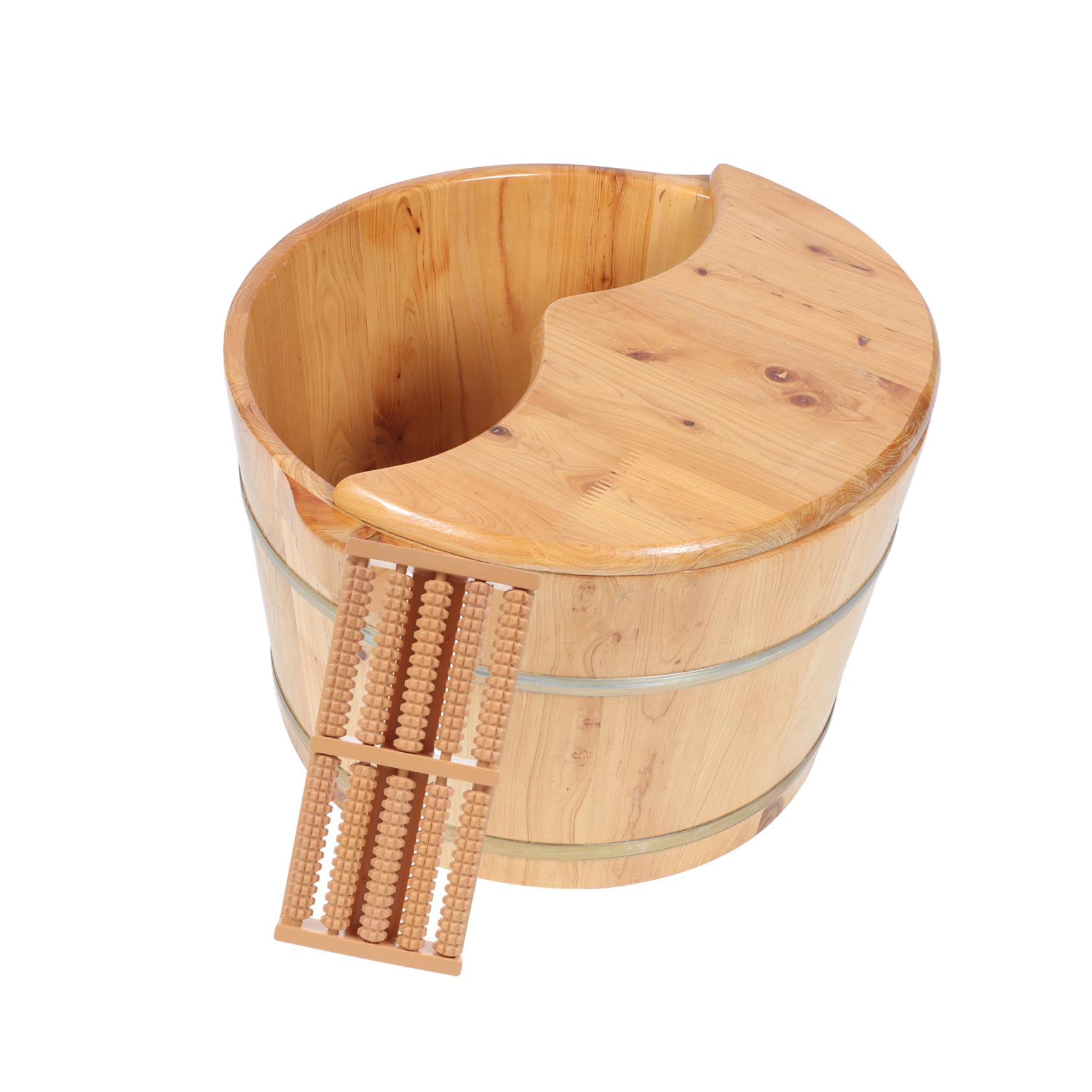 Baño de Pies de Madera Tapa y Masajeador, 1 Set, Grueso