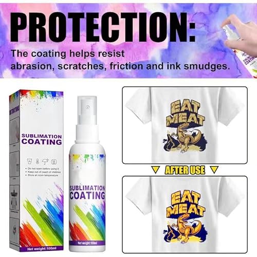 Sublimation Coating Spray, Sublimation Spray For Cotton Shirts, Polyester, T-Shirts, Carton, Wood Canvas, Handbag, Quick Dry & Super Adhesion, High Gloss Sublimation Coating For All Fabric 2X100Ml #TOP3
