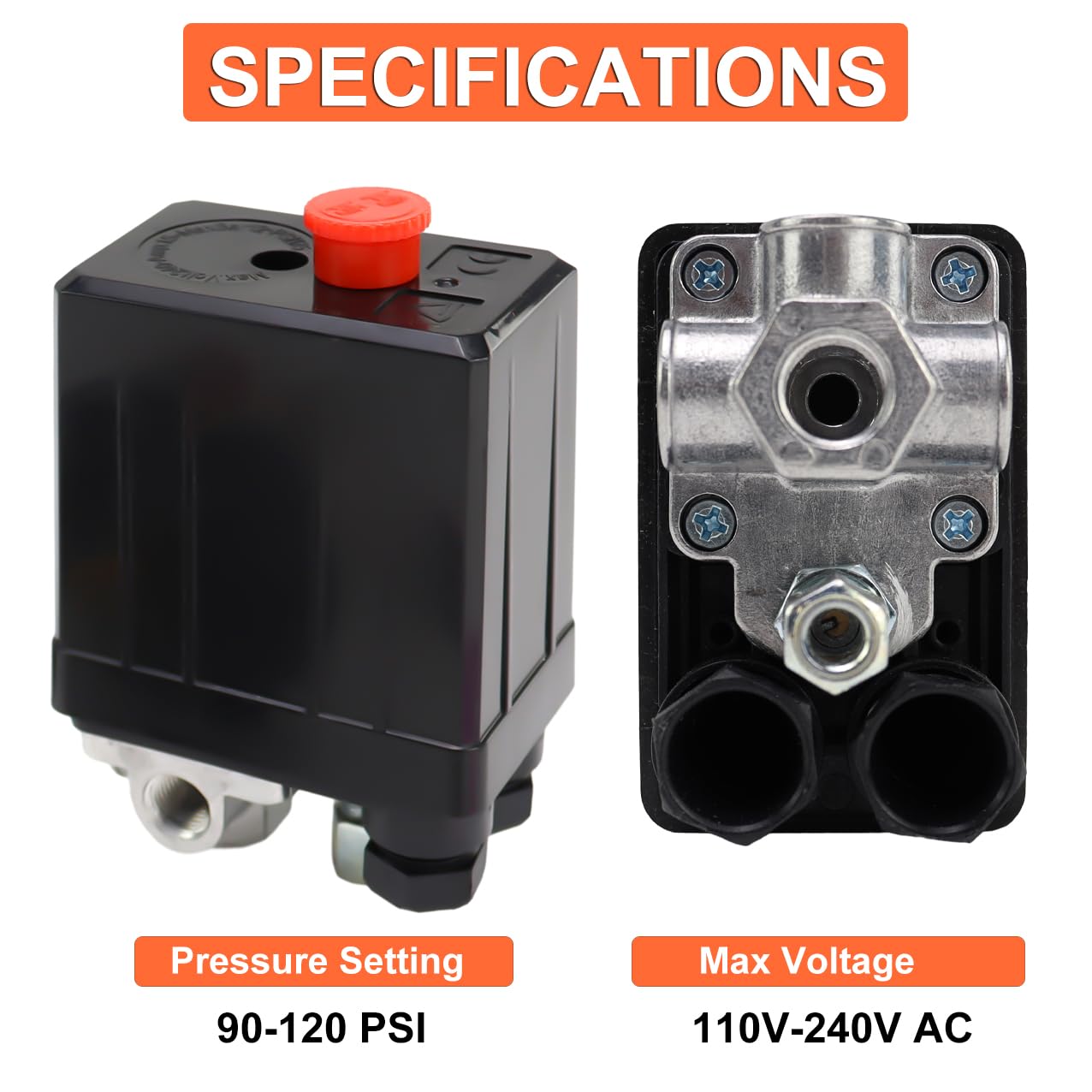 Pressostat Compresseur Air 90-120 PSI - 1/4 NPT - 12V-220V - Automatique Et Durable