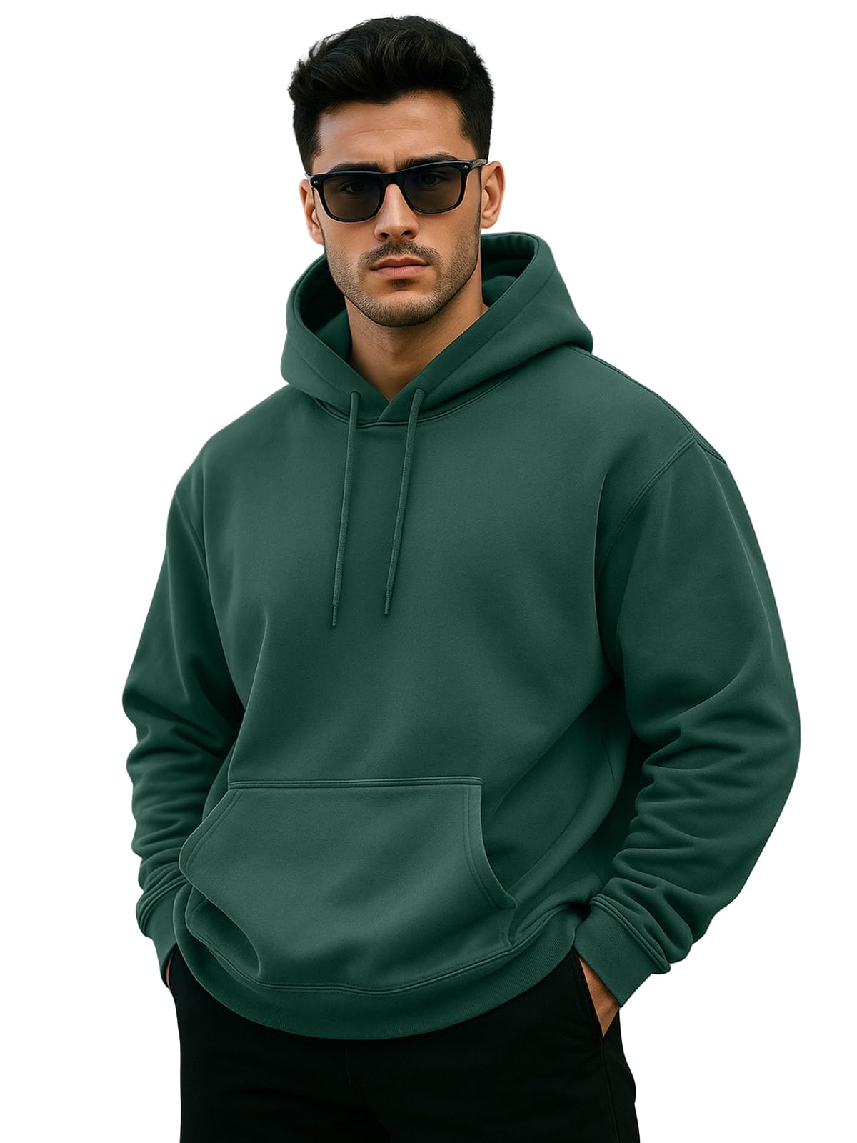 Roadster Polycotton Spun Oversized Fit Drop Shoulder Hooded Sweatshirt Full Sleeves Solid Jumper Hoodie for Men/Boys (Sizes: S to 2XL) in neutral