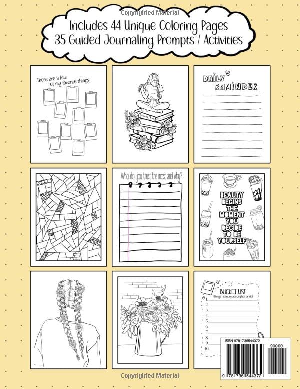 Coloring Book & Guided Journal: Coloring Book with Journal Prompts for Teens Self Discovery Journal Tween Girls - Image 2