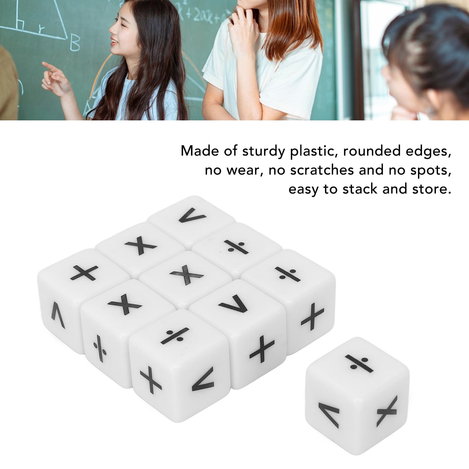 Set De 7 Dados Aritméticos Para Enseñar Matemáticas | Con Signos De Cálculo Y Números | Juguete Educativo Multiusos