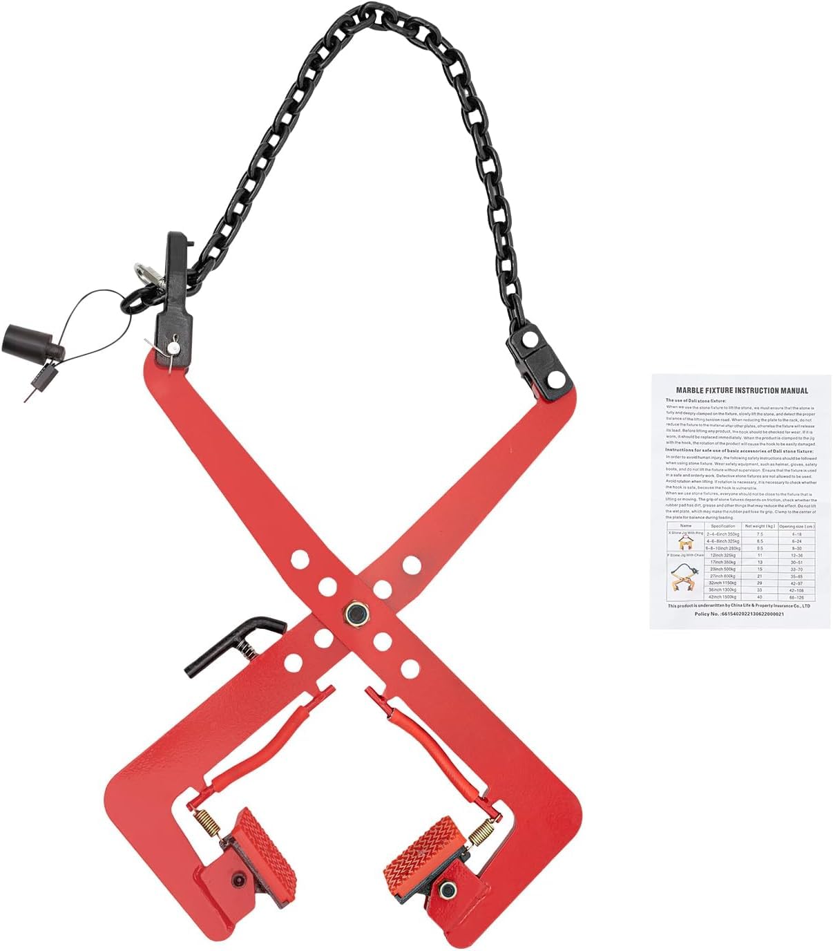 Lifting Clamp, High Performance Adjustable Opening Heavy Duty Steel Pallet Pulling Clamp, 771.6 lb Load Lifting Clamp, 11.81-20.08 inch Adjustable, for Handling Sheet Metal/Glass/Granite/Wood