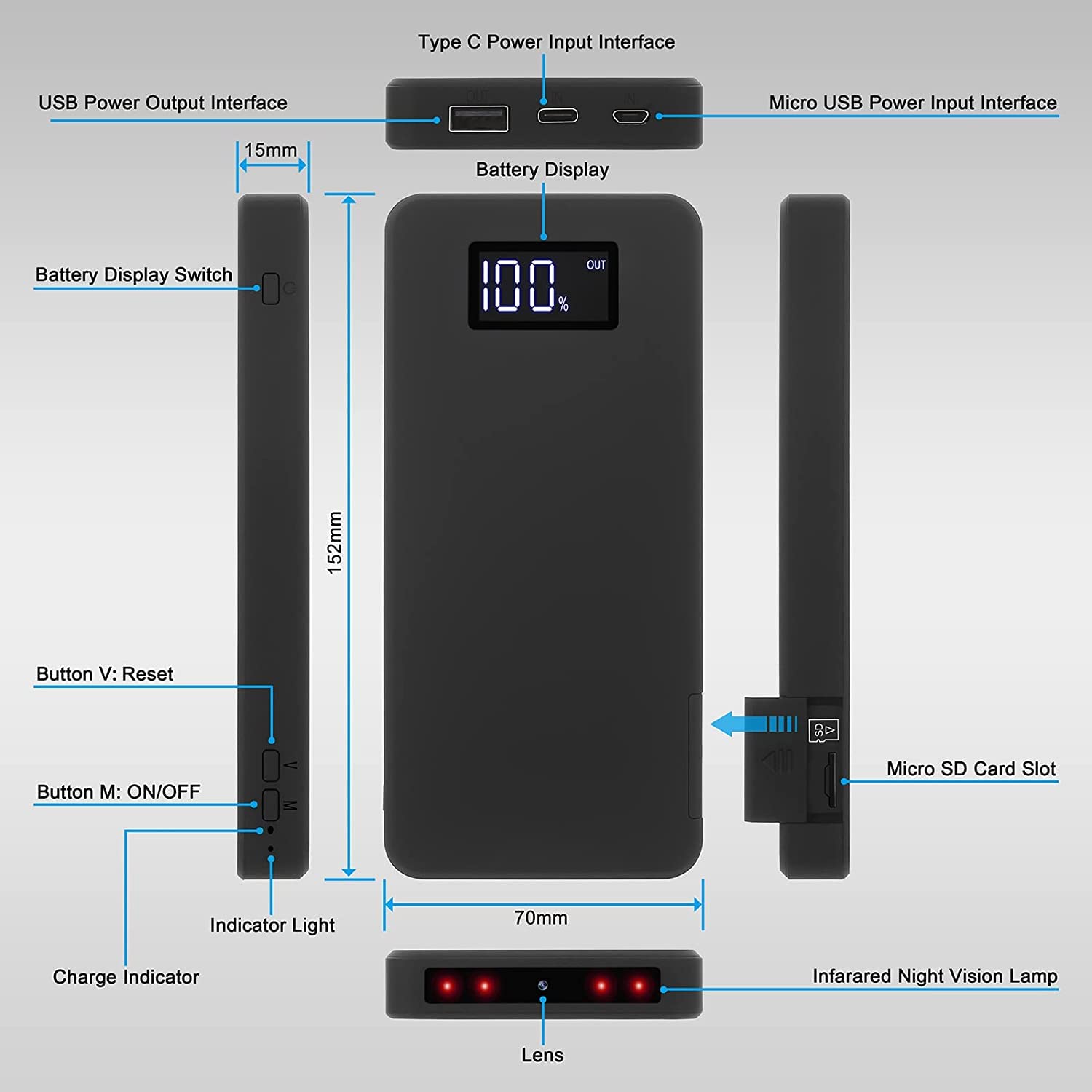 Mini Caméra Sans Fil Discrète 1080P - Surveillance Intérieure/extérieure, Grand Angle 140°, Rechargeable USB, Pour Maison, Voiture, Bébé - 3
