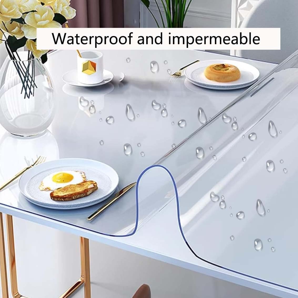 Tovaglia in plastica trasparente, 85 x 180 cm, impermeabile, in PVC, protezione per tavolo, ideale per pranzi ed eventi, facile da pulire