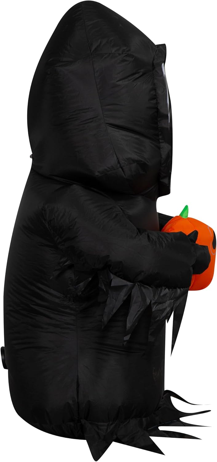 Gemmy Ghostface Halloween Inflatable, 3.5 Ft Tall Lighted Yard Decoration with Jack O Lantern, Outdoor Decor with Stakes and Tethers