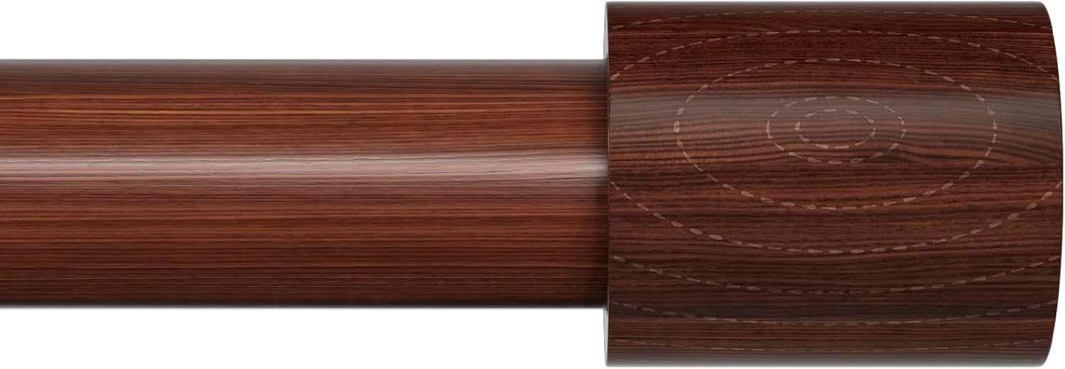 Wood Curtain Rod for Windows 66 to 120,1 inch Heavy Duty Decorative Curtain Rods with Imitation Wooden Grain Finials, Adjustable Boho Drapery Rod for Bedroom, Kitchen 66-120"