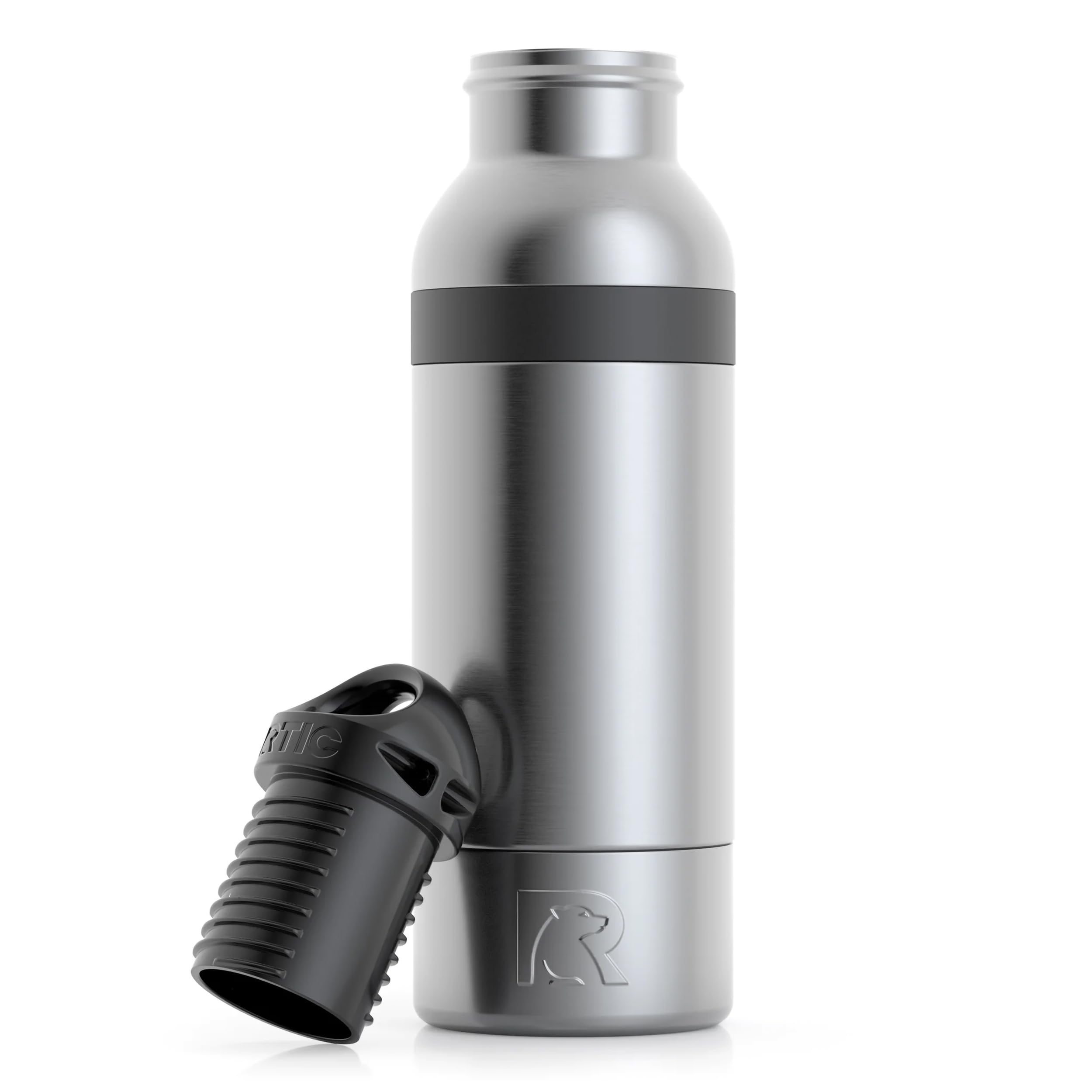 RTIC Bottle Chiller, Insulated Cooler for 12oz Glass Soda or 16oz Aluminum Bottles, Double Wall Vacuum Insulation, Stainless Steel, Sweat Proof with