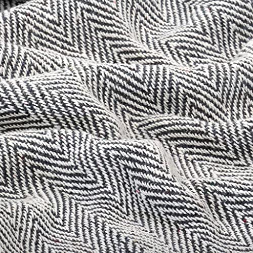 Couverture coton douce lavable à 40°C, plaid respirant à chevrons marine - 6