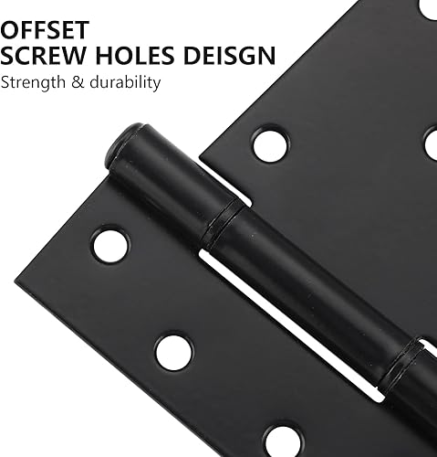 Miniatura 3 de Bisagras de puerta resistentes, paquete de 4, bisagras de puerta de granero negras de 3.5 pulgadas, bisagras de puerta de metal para puertas de
