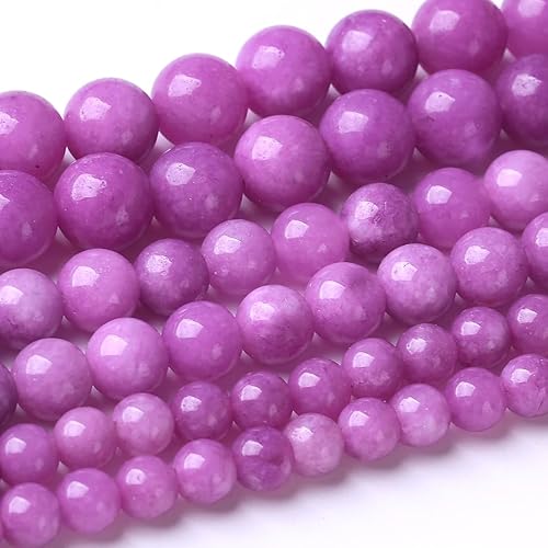60 cuentas de jade morado de 0.236 pulgadas, cuentas de piedra curativas energéticas para hacer joyas, pulseras, collares para hacer joyas, 15
