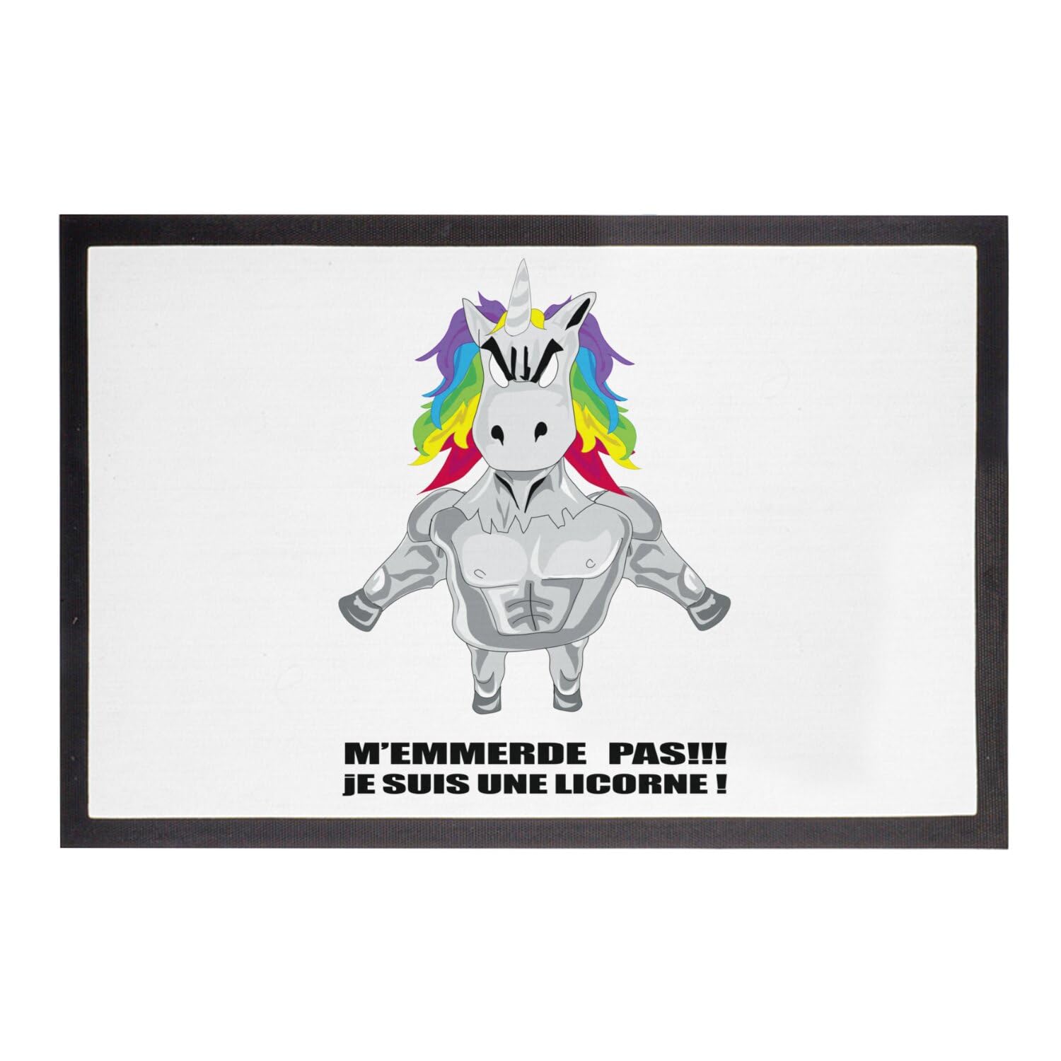 Paillasson licorne méchant Fabulous idée cadeau crémaillère rigolote 60x40