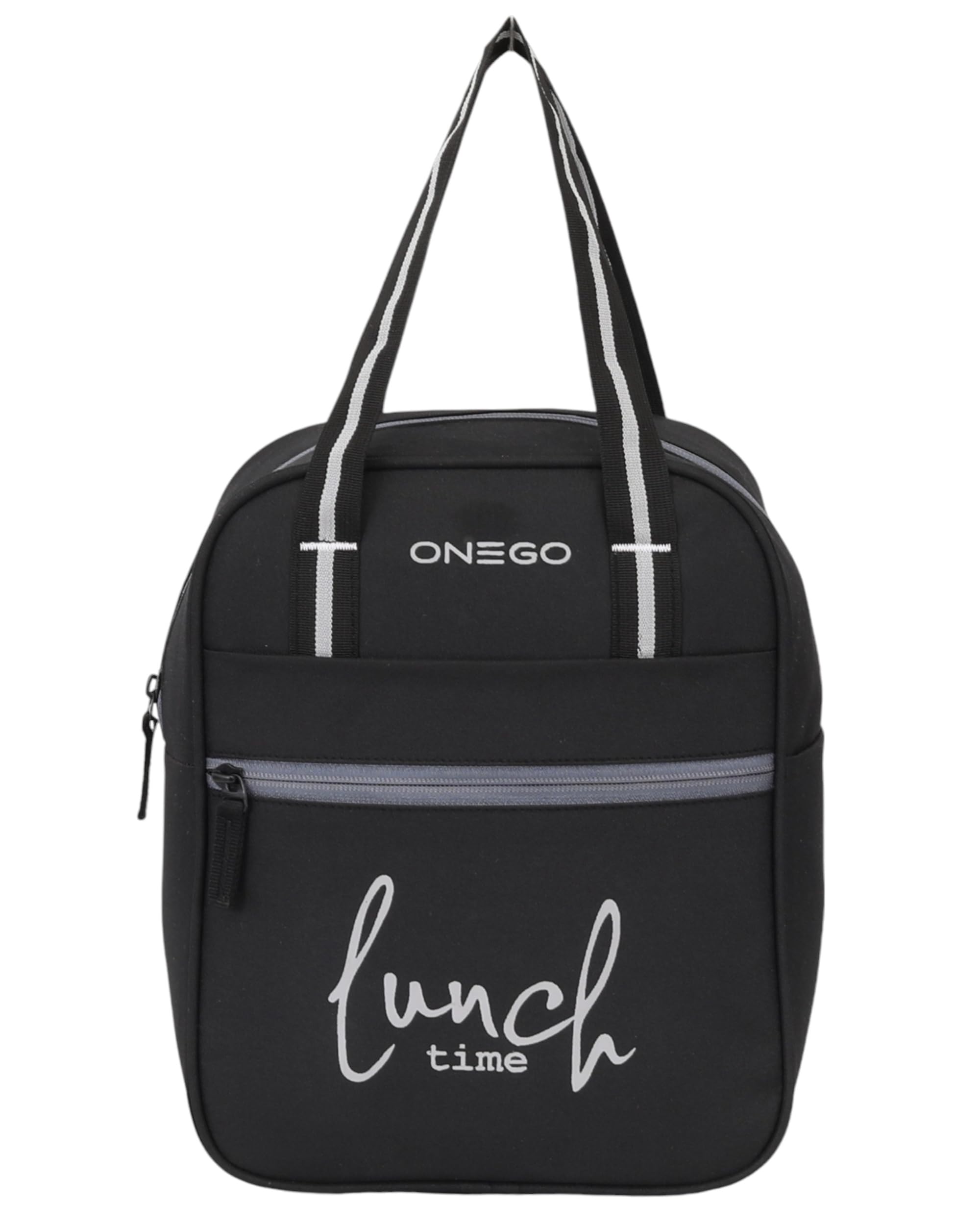 ONEGO Trendy & Water-Resistant Lunch Bag | Durable Tiffin Bag for School, Office, Travel & Picnic - Ideal for Kids, Women & Men (Black)-image-13