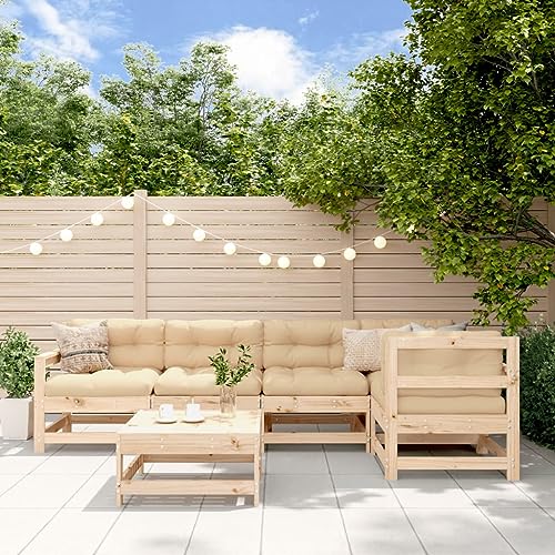 Woonisher Salon de Jardin 6 pcs Bois de pin Massif Salon de Jardin Exterieur