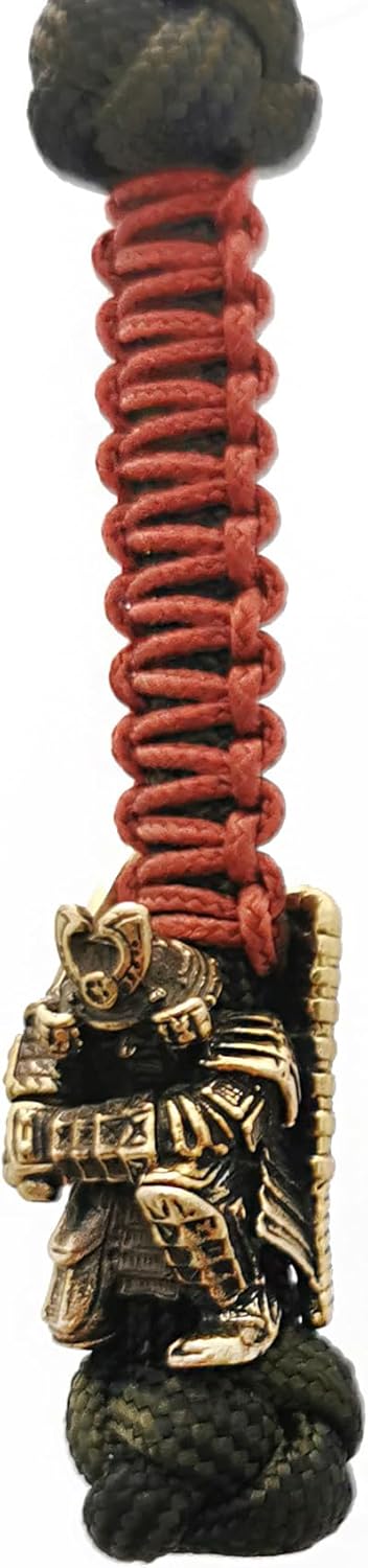 CooB EDC Paracord Knife Lanyard with Hand-Casted Metal Paracord Bead Pendant Ronin Samurai Warrior. Keychain Knives Lanyards