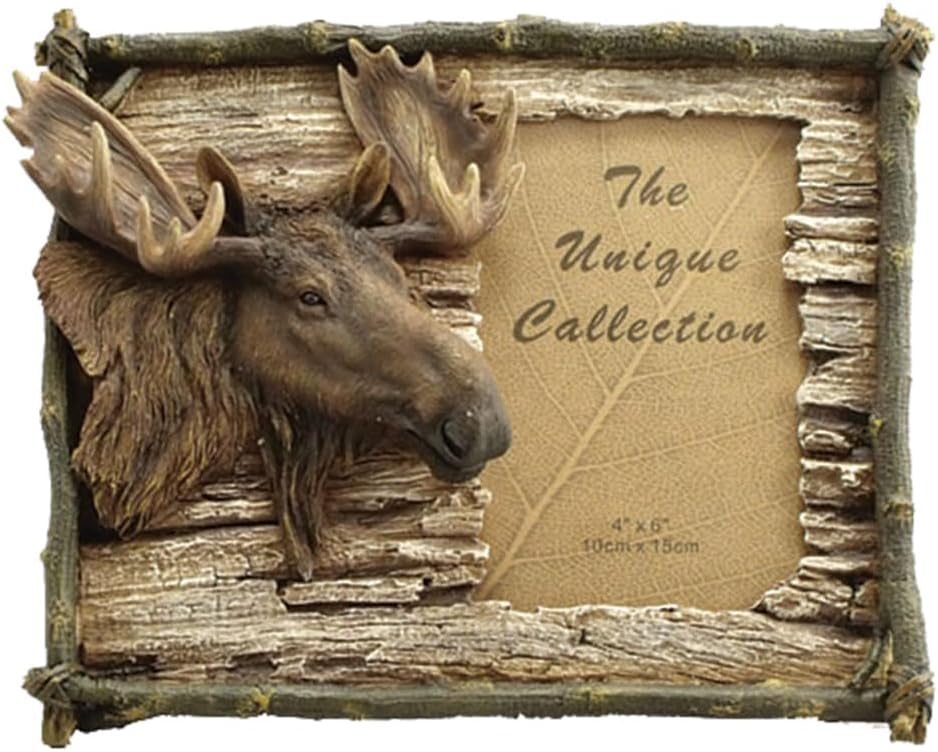 Moose Photo Frame, 4 x 6-Inch, Brown, Polyresin