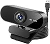 Webcam for PC with Microphone HD 1080P USB Webcams Noise Cancellation Wide Angle Lens Auto Light Correction USB for Zoom Skype Facetime Windows Linux macOS for Live Streaming Conference Plug and Play