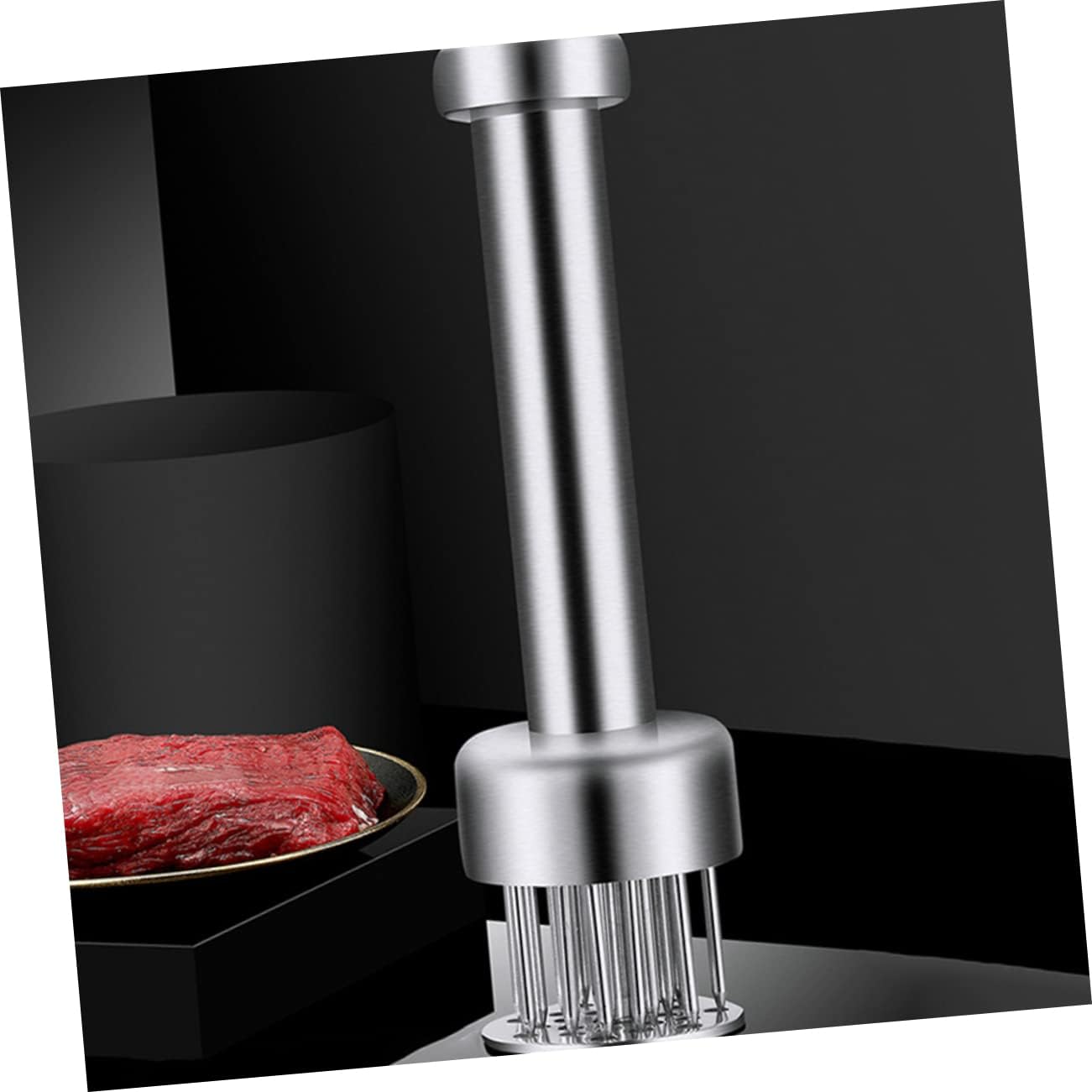 OUNONA 1pc Stainless Steel Steak Needle Tenderizer Tool for Meat Pounding for Flattening Chicken Beef Pork and Venison Comfortable Grip for Easy Handling Kitchen Cooking Tool