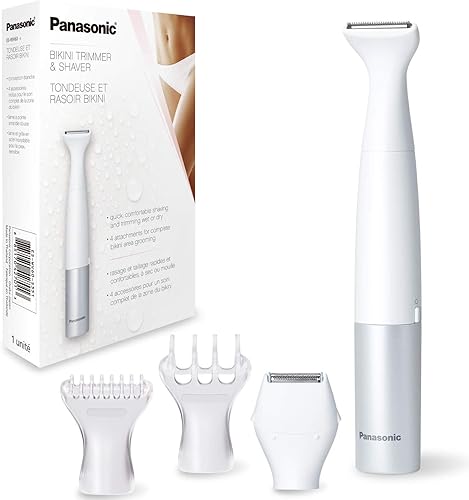 Miniatura 8 de Panasonic Cortadora y afeitadora de bikini para mujer con 4 accesorios para un aseo suave en zonas sensibles húmedaseca funciona con pilas ES-WV60-S