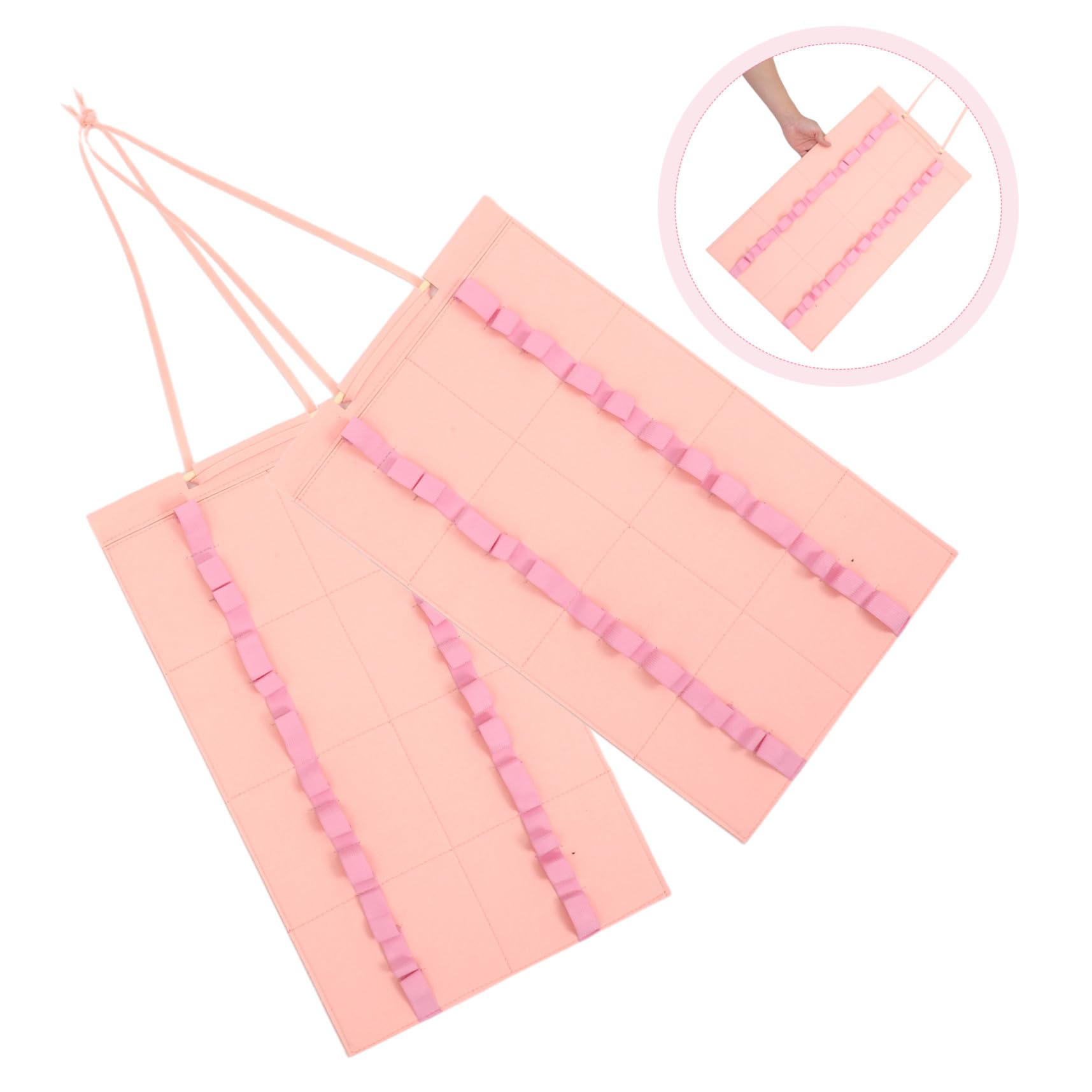 Organizador de Baquetas Plegable de Fieltro Rosa, 2 Piezas | Soporte Colgante Portátil, Estructura Plegable, Guarda hasta 12 Cinturones para Casa y Práctica