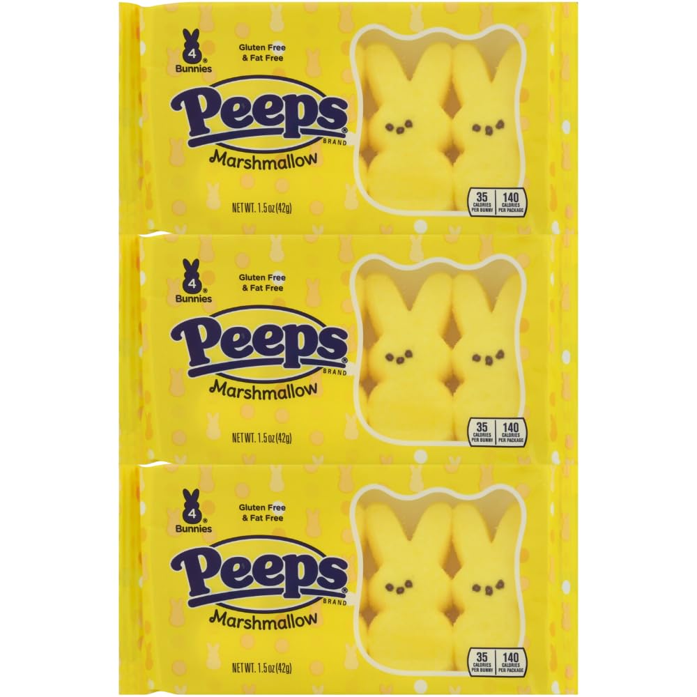 Needzo Yellow Bunny Marshmallow Easter Basket Fillers (Pack of 3) 1.5 Ounce Each