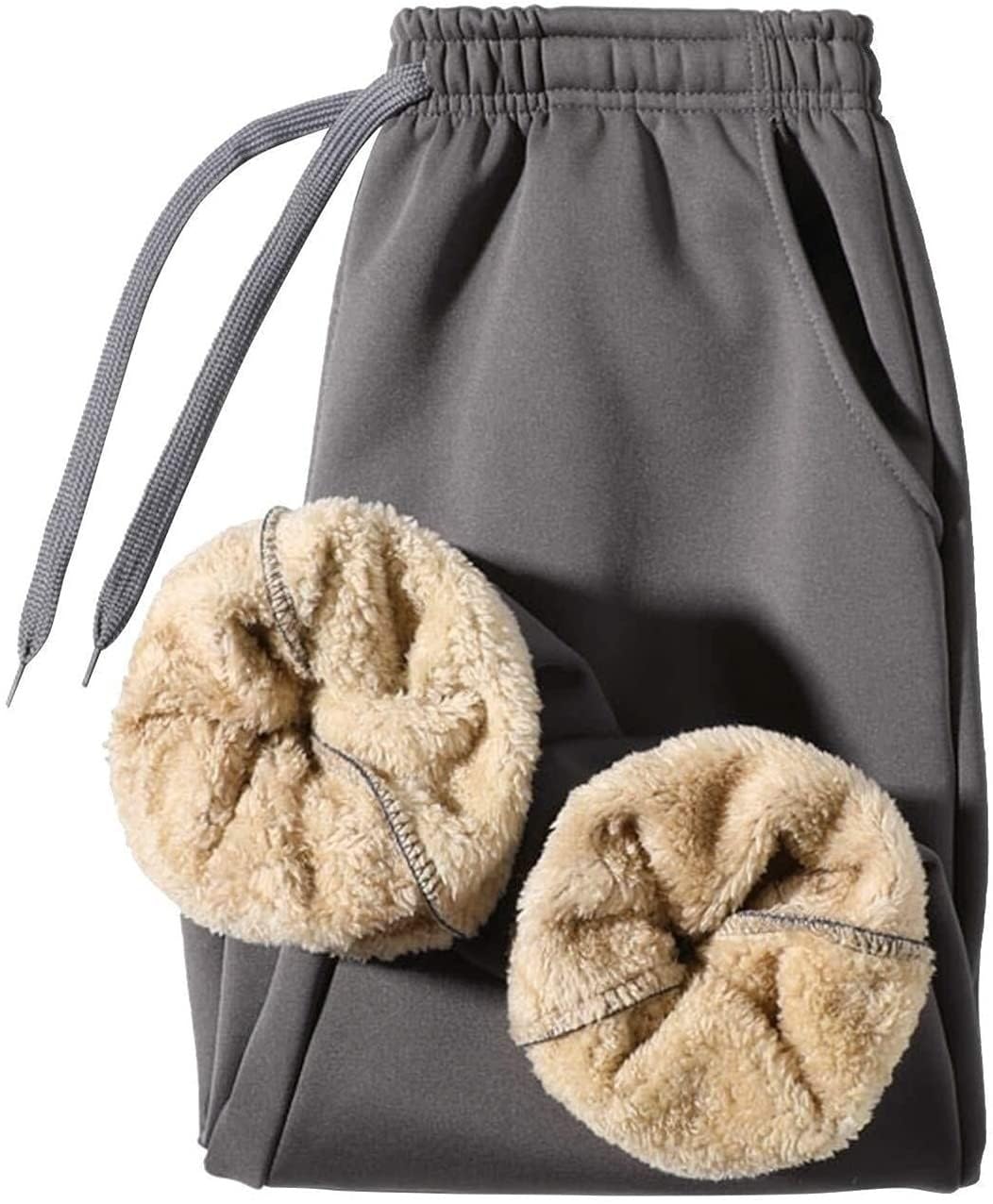 DTREEL Pantaloni termici da uomo in pile, lunghi, invernali, caldi, termici, con tasche