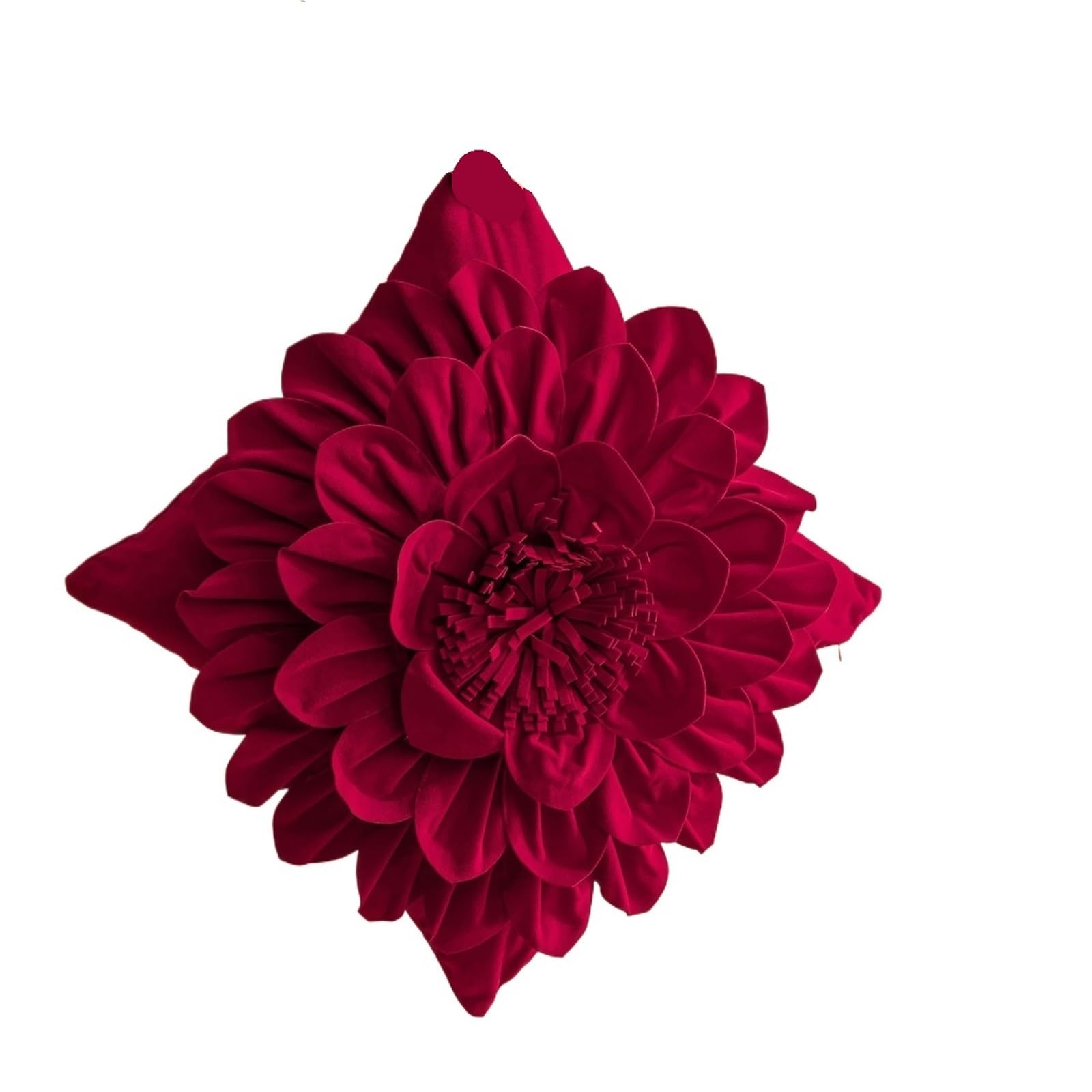 LCKKJHG Three Dimensional Chrysanthemum Patchwork Cushion Cover Velvet Solid Pillow Covers Home Flower Pillowcase(Red-Square)