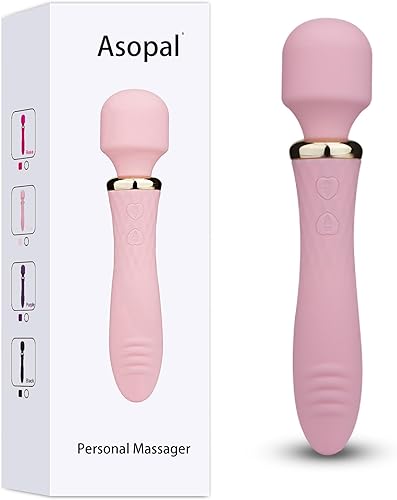 Masajeador personal de mano para mujer vibración de doble extremo Masajeador inalámbrico, recargable, impermeable, silencioso, masajeador