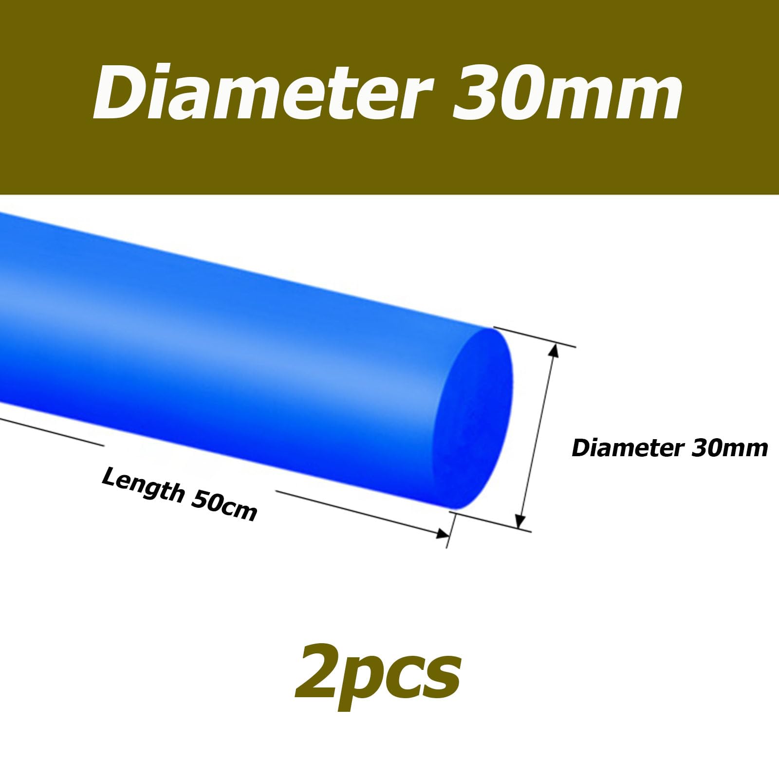 Produktbild von PA6 Nylon Rundstab – 60 Mm X 500 Mm, Robustes Polyamid Für CNC & Drehen, 2 Stück