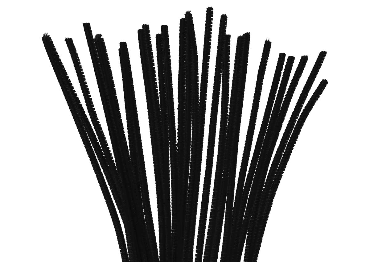 INNSPIRO Black chenille pipe cleaner 6 mm.x30cm. 25u., ideal for crafts with children, decorations and creative activities