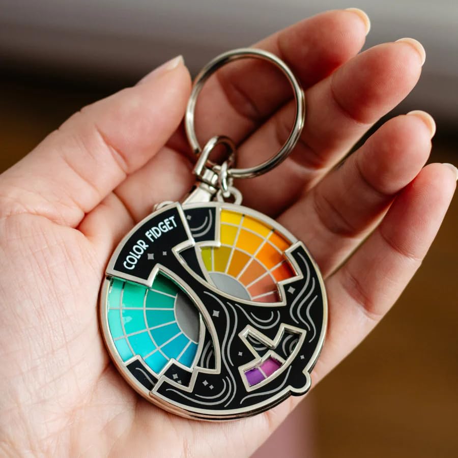 Color Fidget Enamel Pin, Spinning Color Fidget Wheel Brooch Anxiety Relief Badge Keychain Creative Gift Accessories3