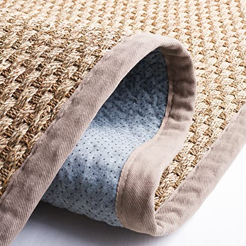 SAFAVIEH Area Rug 9x12 - Natural Fiber Collection - Large - Natural & Grey, Seagrass, Basketweave Pattern with Border (NF114P) - Image 6