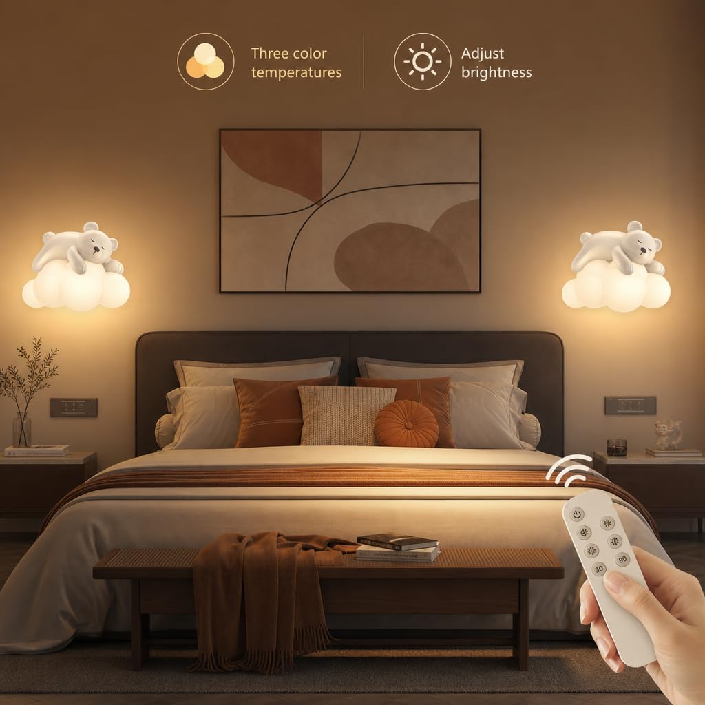 LED Kinderlampe Fernbedienung 3 Helligkeitsmodi Dimmbar Wandleuchte Tiere Innen Dekorative Wandlampe Moderne Tragen Design Cartoon Lampe Wand Acryl Lampenschirm 3 Farbtemperaturen