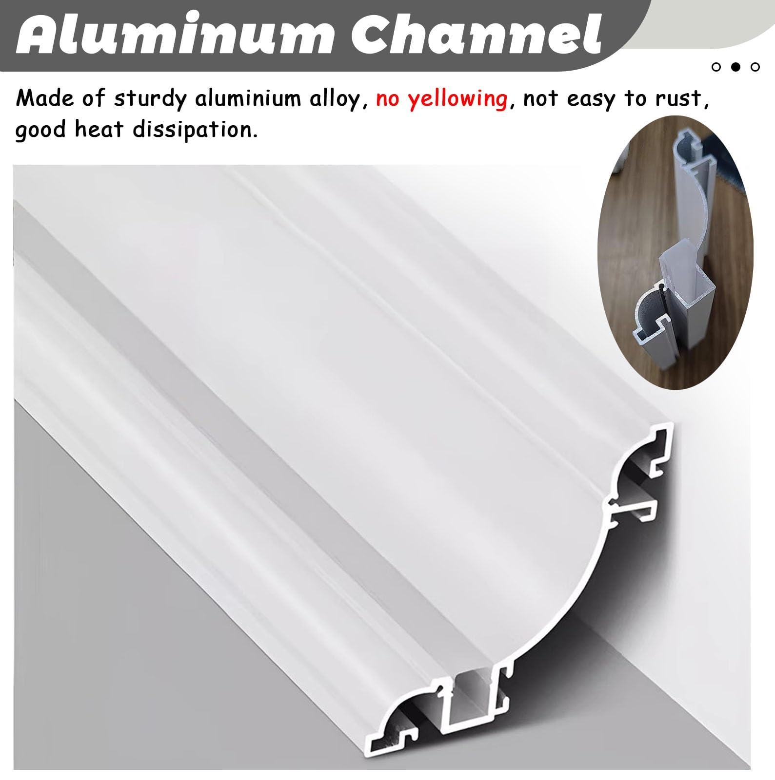 Genérico Sufit LED do oświetlenia pośredniego: Aluminiowy profil dyfuzora sufitowego, dostępny w długościach od 1 m do 15 m dla eleganckich rozwiązań oświetleniowych w domu.
