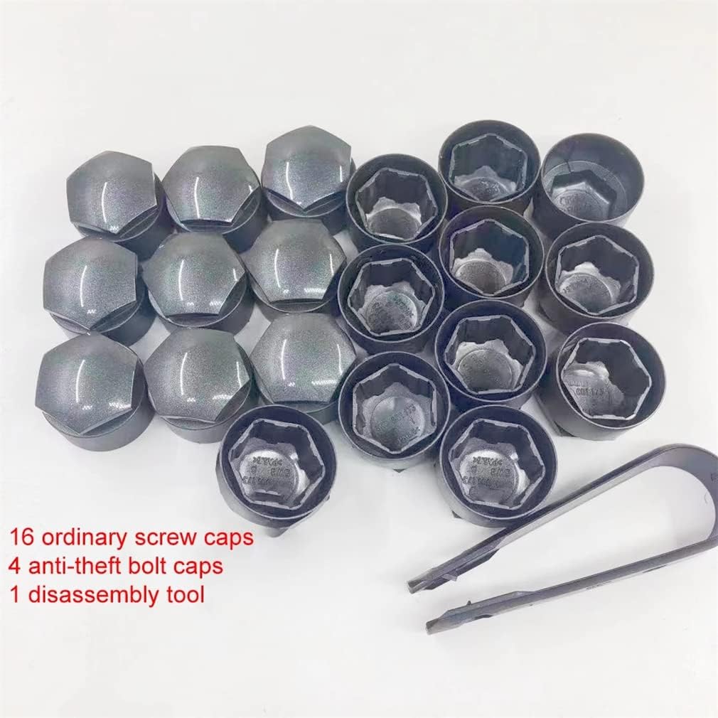 20 Pcs Car Tyre Wheel Hub Covers Wheel Nut Bolt Head Cover Locking Caps for Audi A4L A6L Q3 Q5L Q7 A3 A5 16 Nut Cap 4 Antitheft Nut Cap